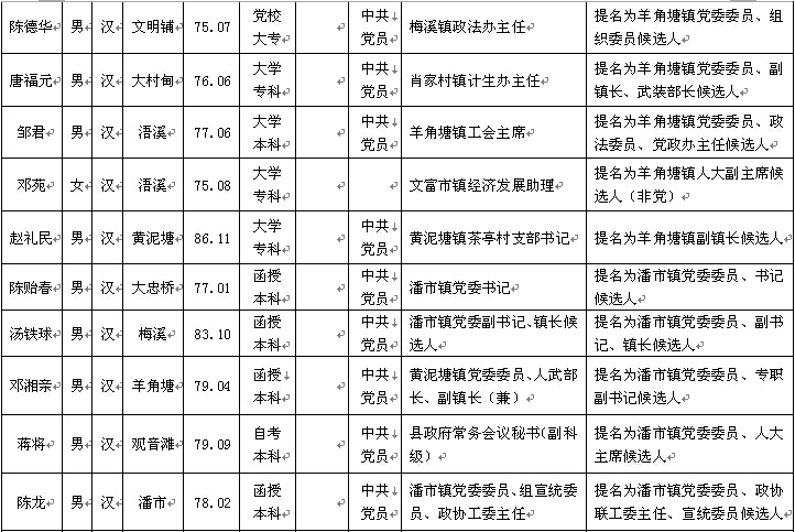 最新祁陽干部任前公示